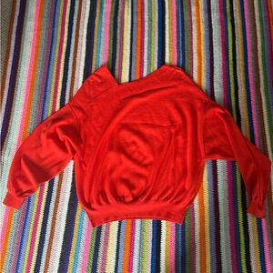 Free People Red Asymmetrical The Check Sweater - Large